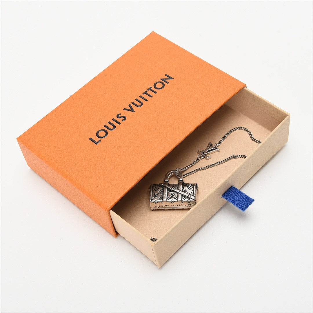 Louis Vuitton Silver-Tone Monogram Bag Pendant Necklace