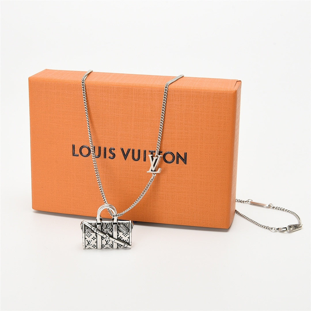 Louis Vuitton Silver-Tone Monogram Bag Pendant Necklace