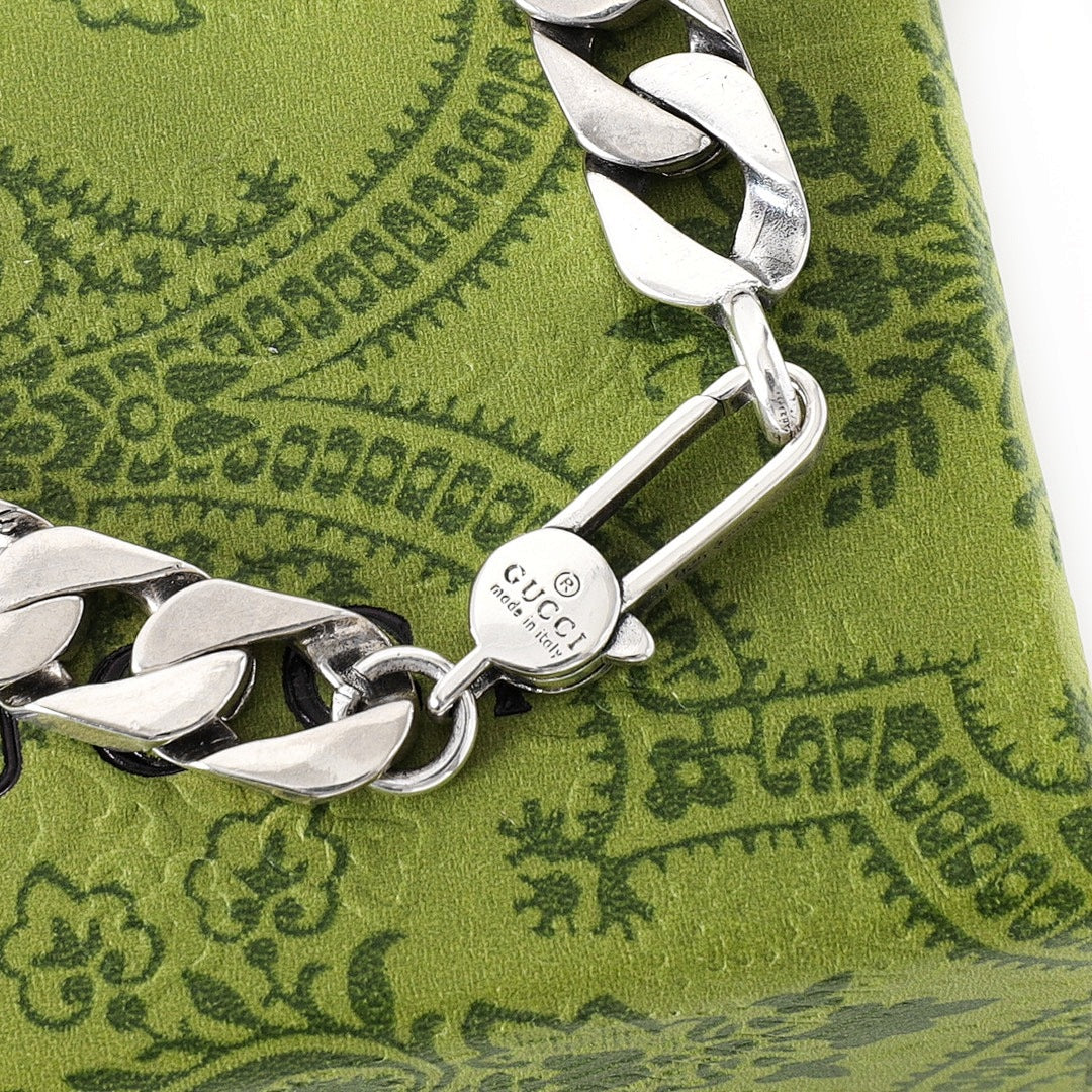 Gucci Interlocking G Silver-Tone Cuban Chain Bracelet