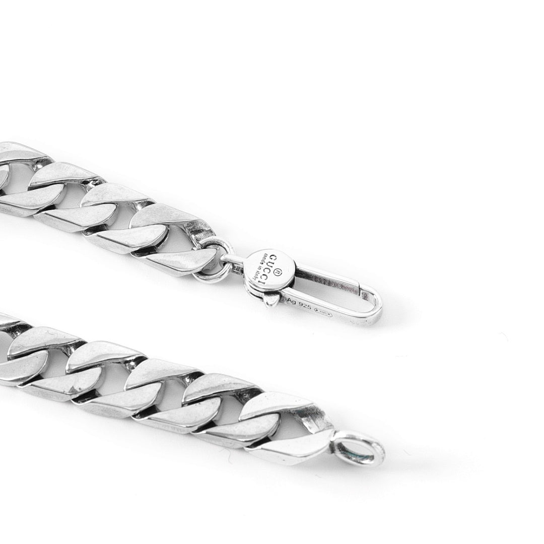 Gucci Interlocking G Silver-Tone Cuban Chain Bracelet