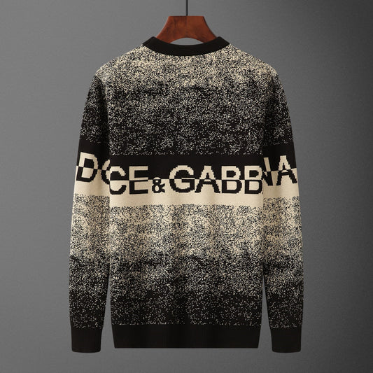 Dolce & Gabbana Logo Jacquard Knit Sweater | Black & White