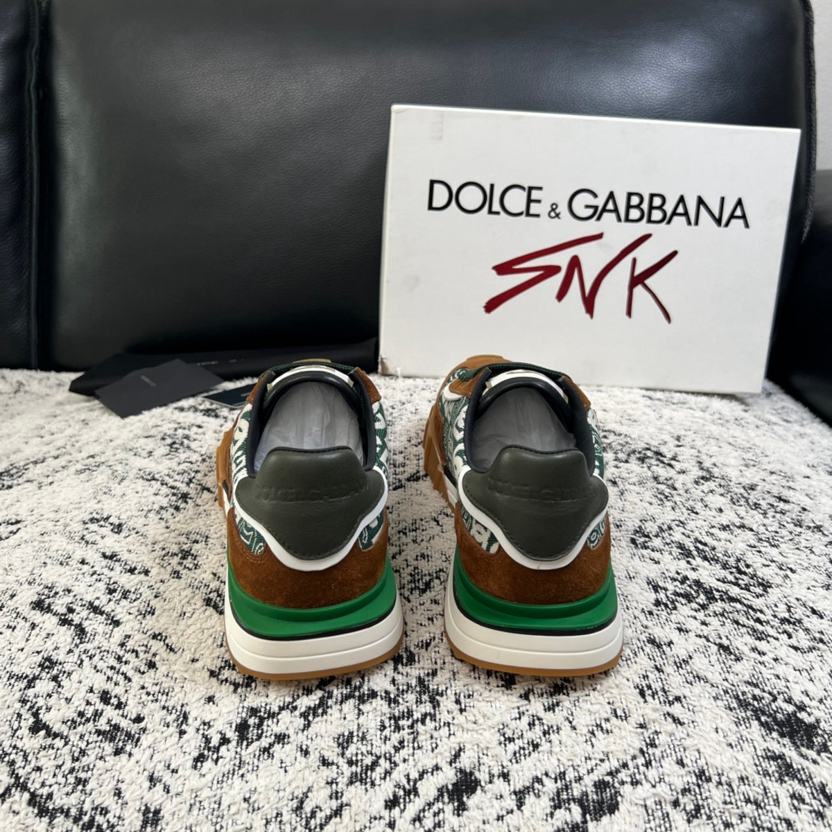 Dolce & Gabbana DG Monogram Low-Top Sneakers – Brown & Green