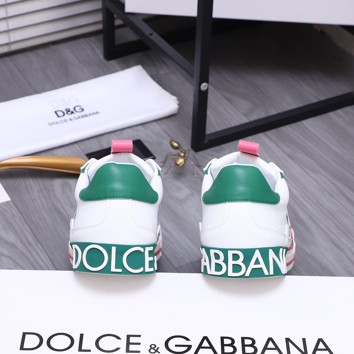 Dolce & Gabbana Custom 2.Zero Low-Top Sneakers – White, Green & Pink