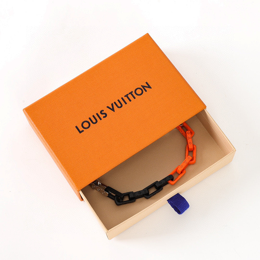 Louis Vuitton Orange & Black Monogram Link Bracelet