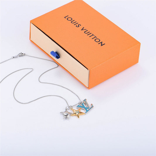 Louis Vuitton Blue LV, Starfish & Turtle Charm Necklace
