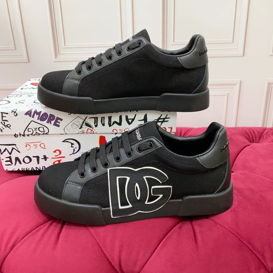 Dolce & Gabbana Portofino SNK DG Logo Sneakers | All Black