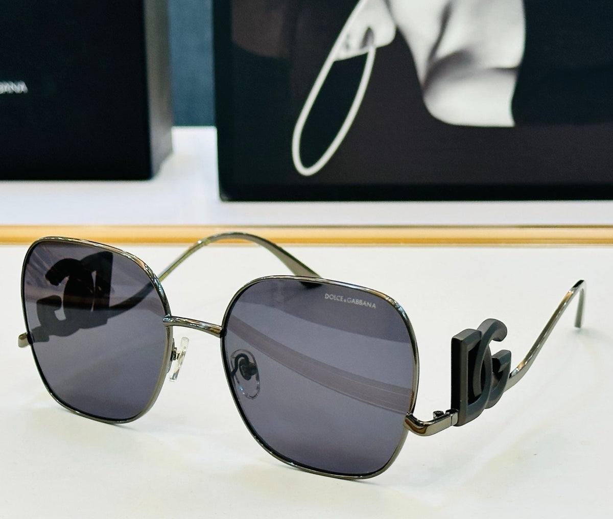 Dolce & Gabbana DG Logo Oversized Square Sunglasses | Grey Lens