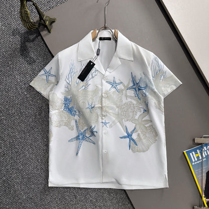 Versace Medusa Marine Print Short-Sleeve Shirt