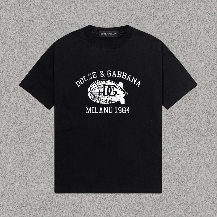Dolce & Gabbana DG Milano 1984 Zeppelin Vintage Print T-Shirt | Black