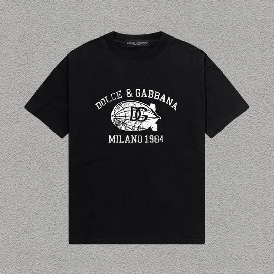 Dolce & Gabbana DG Milano 1984 Zeppelin Vintage Print T-Shirt | Black