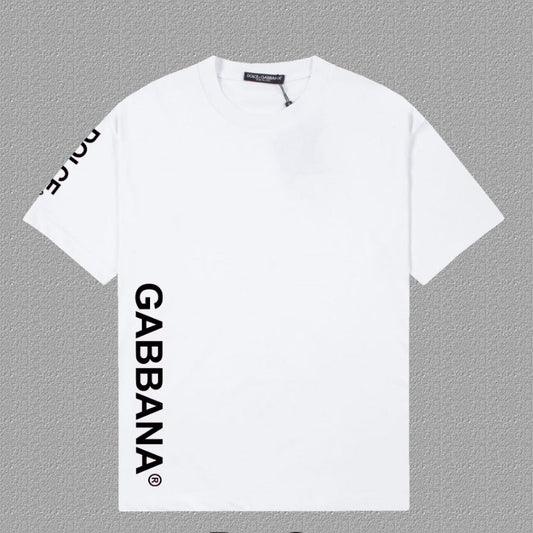 Dolce & Gabbana Vertical Logo Print T-Shirt – White