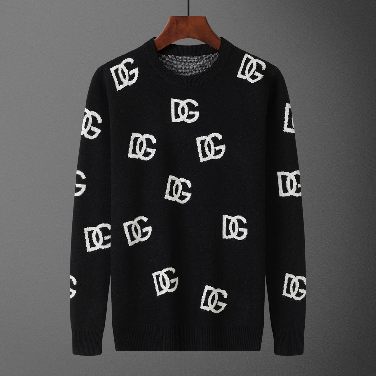 Dolce & Gabbana All-Over DG Logo Jacquard Sweater | Black