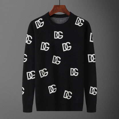 Dolce & Gabbana All-Over DG Logo Jacquard Sweater | Black