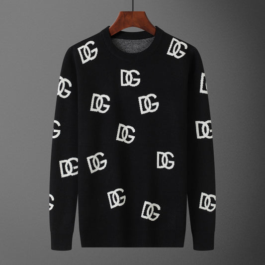Dolce & Gabbana All-Over DG Logo Jacquard Sweater | Black