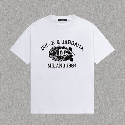 Dolce & Gabbana DG Milano 1984 Zeppelin Vintage Print T-Shirt | White