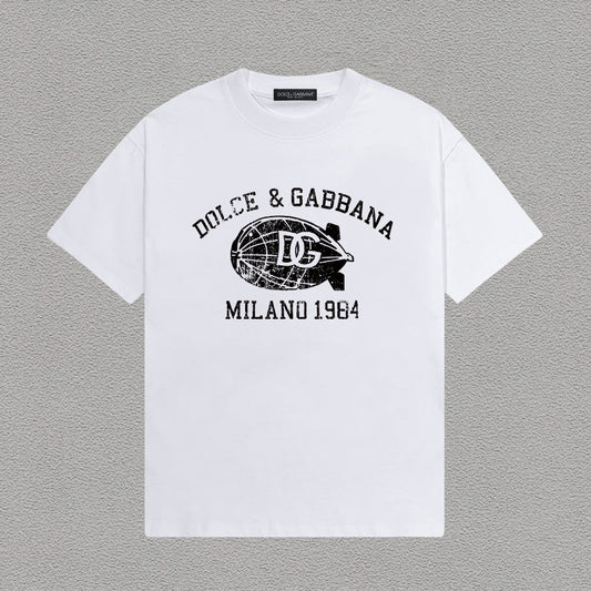 Dolce & Gabbana DG Milano 1984 Zeppelin Vintage Print T-Shirt | White