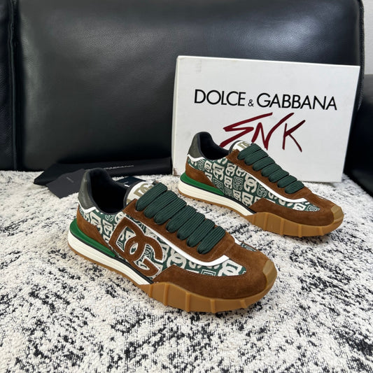 Dolce & Gabbana DG Monogram Low-Top Sneakers – Brown & Green
