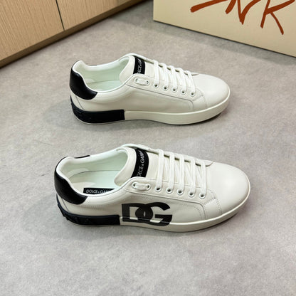 Dolce & Gabbana Portofino DG Logo Low-Top Sneakers – White & Black