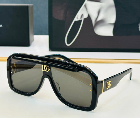 Dolce & Gabbana DG Logo Shield Sunglasses | Black & Gold