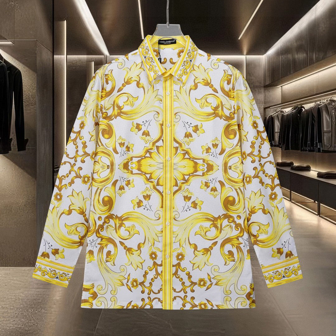 Dolce & Gabbana Long-Sleeve Shirt with Majolica-Inspired Digital Print