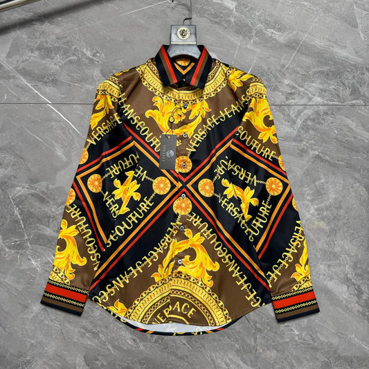 Versace Jeans Couture Baroque Diamond Logo Long-Sleeve Shirt