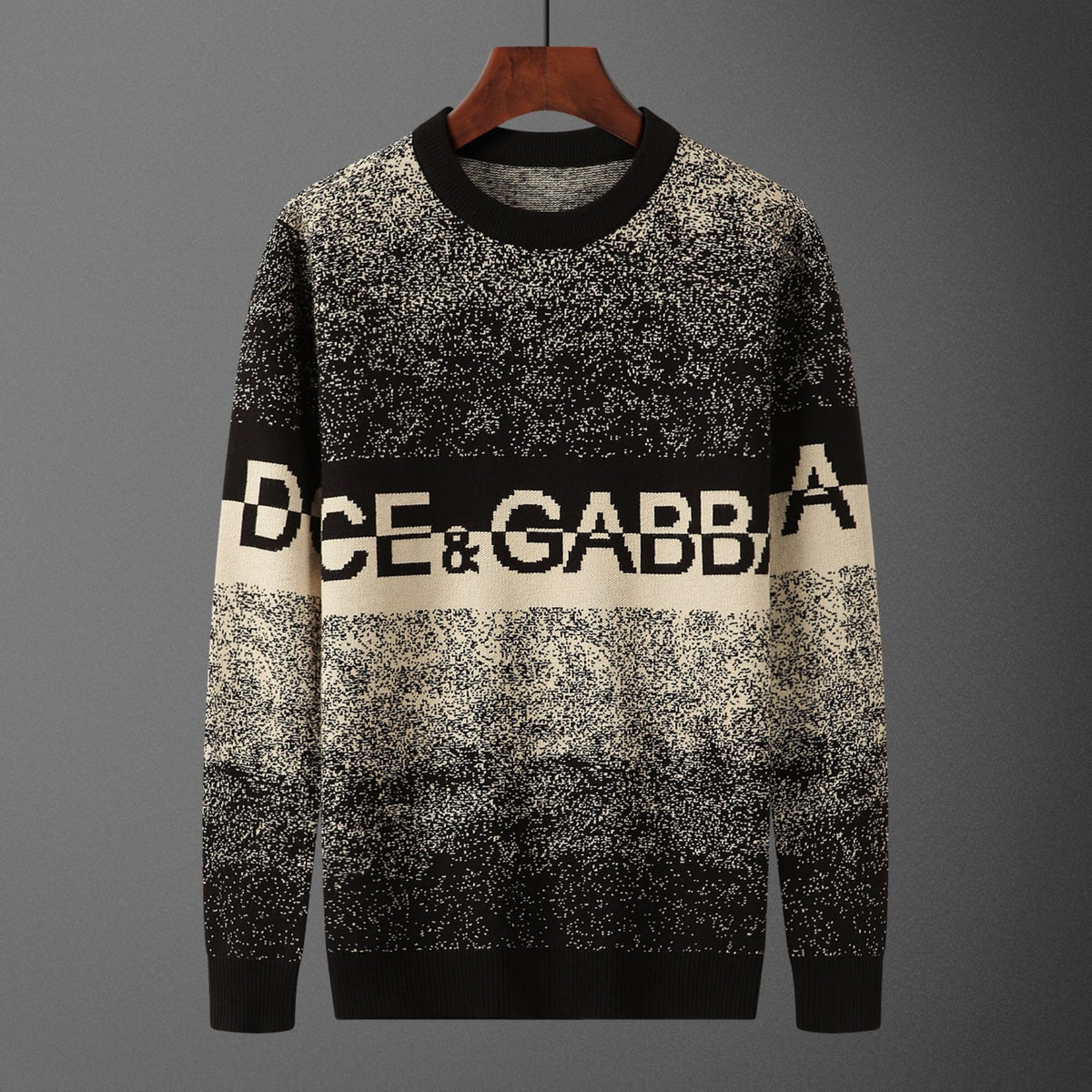 Dolce & Gabbana Logo Jacquard Knit Sweater | Black & White