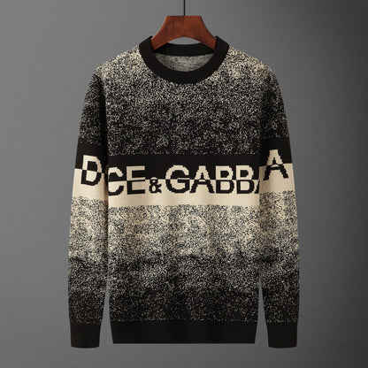 Dolce & Gabbana Logo Jacquard Knit Sweater | Black & White