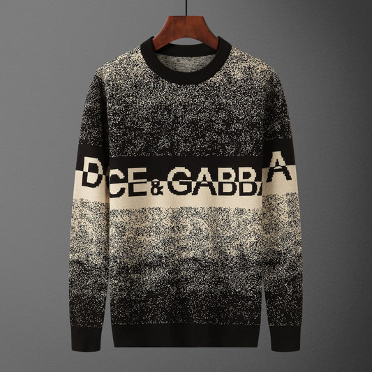 Dolce & Gabbana Logo Jacquard Knit Sweater | Black & White