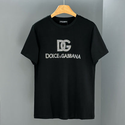 Dolce & Gabbana DG Crystal Rhinestone Logo T-Shirt | Black