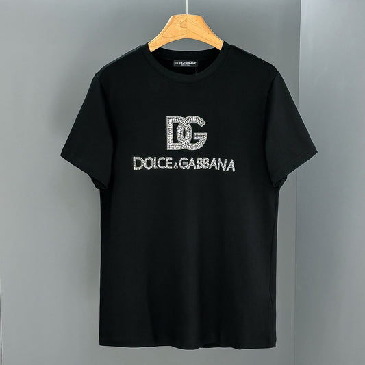 Dolce & Gabbana DG Crystal Rhinestone Logo T-Shirt | Black