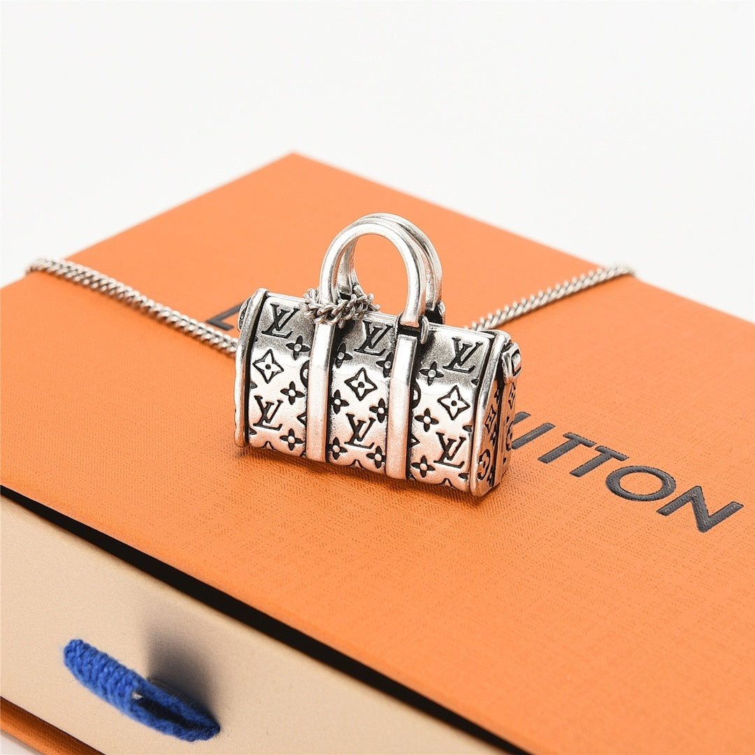 Louis Vuitton Silver-Tone Monogram Bag Pendant Necklace