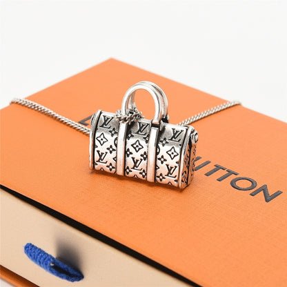 Louis Vuitton Silver-Tone Monogram Bag Pendant Necklace