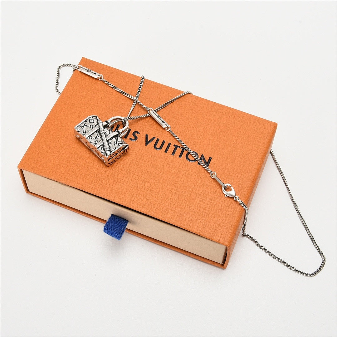Louis Vuitton Silver-Tone Monogram Bag Pendant Necklace