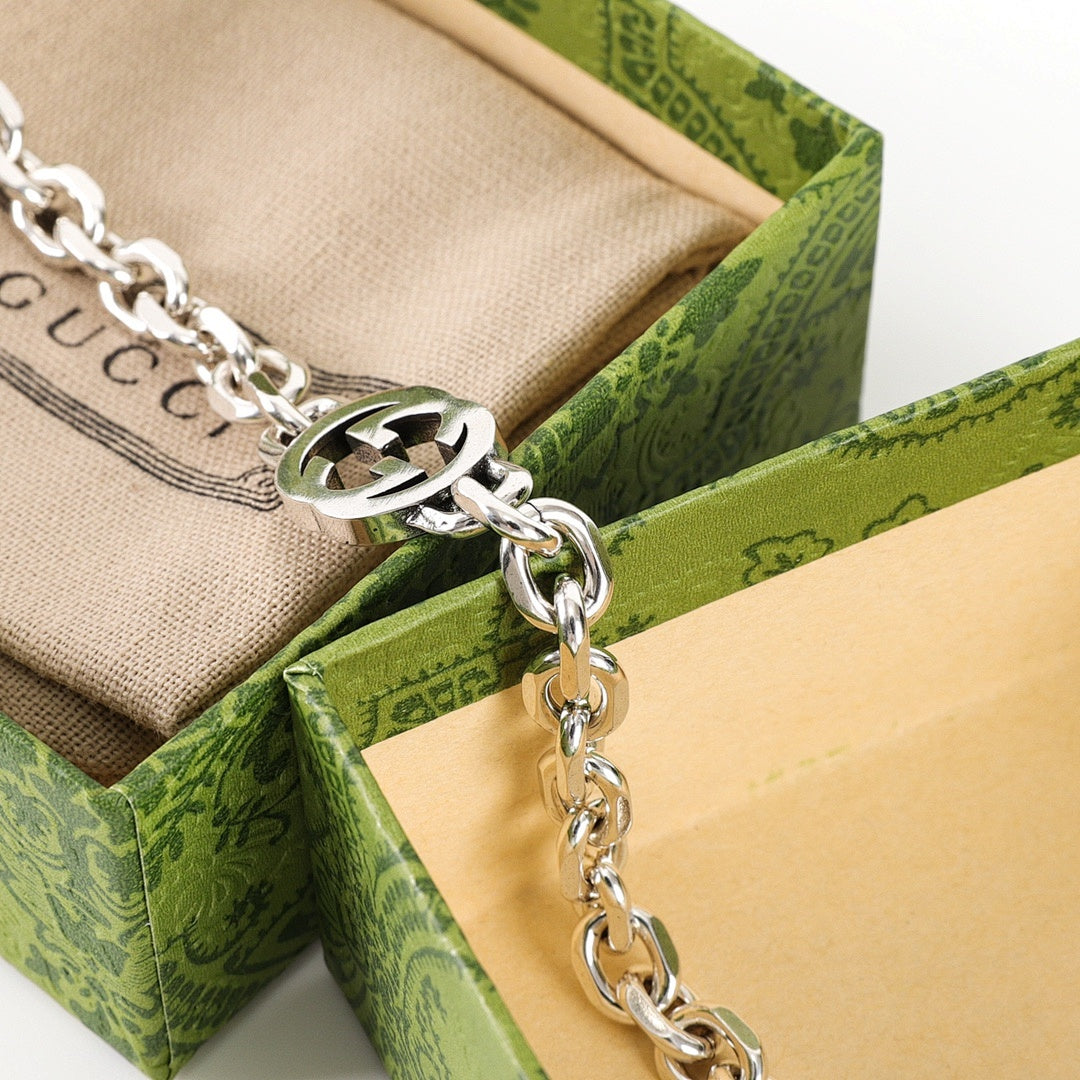 Gucci Interlocking G Silver-Tone Chain Bracelet