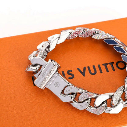 Louis Vuitton Blue & Pink Embellished Chain Bracelet