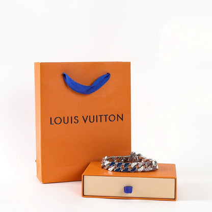 Louis Vuitton Blue & Pink Embellished Chain Bracelet