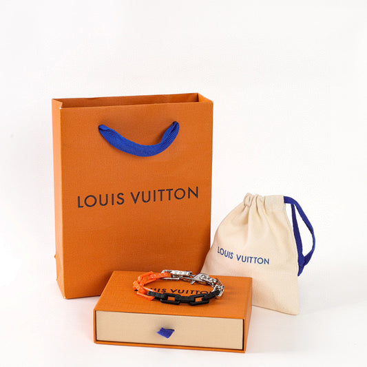 Louis Vuitton Orange & Black Monogram Link Bracelet
