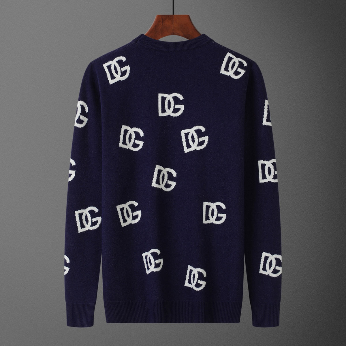 Dolce & Gabbana All-Over DG Logo Jacquard Sweater | Navy Blue
