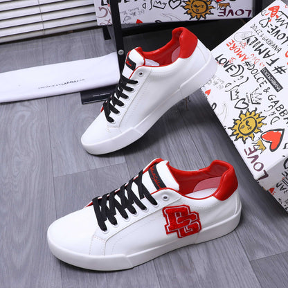 Dolce & Gabbana Portofino Low-Top Sneakers – White & Red