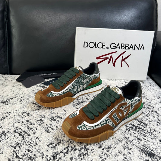 Dolce & Gabbana DG Monogram Low-Top Sneakers – Brown & Green