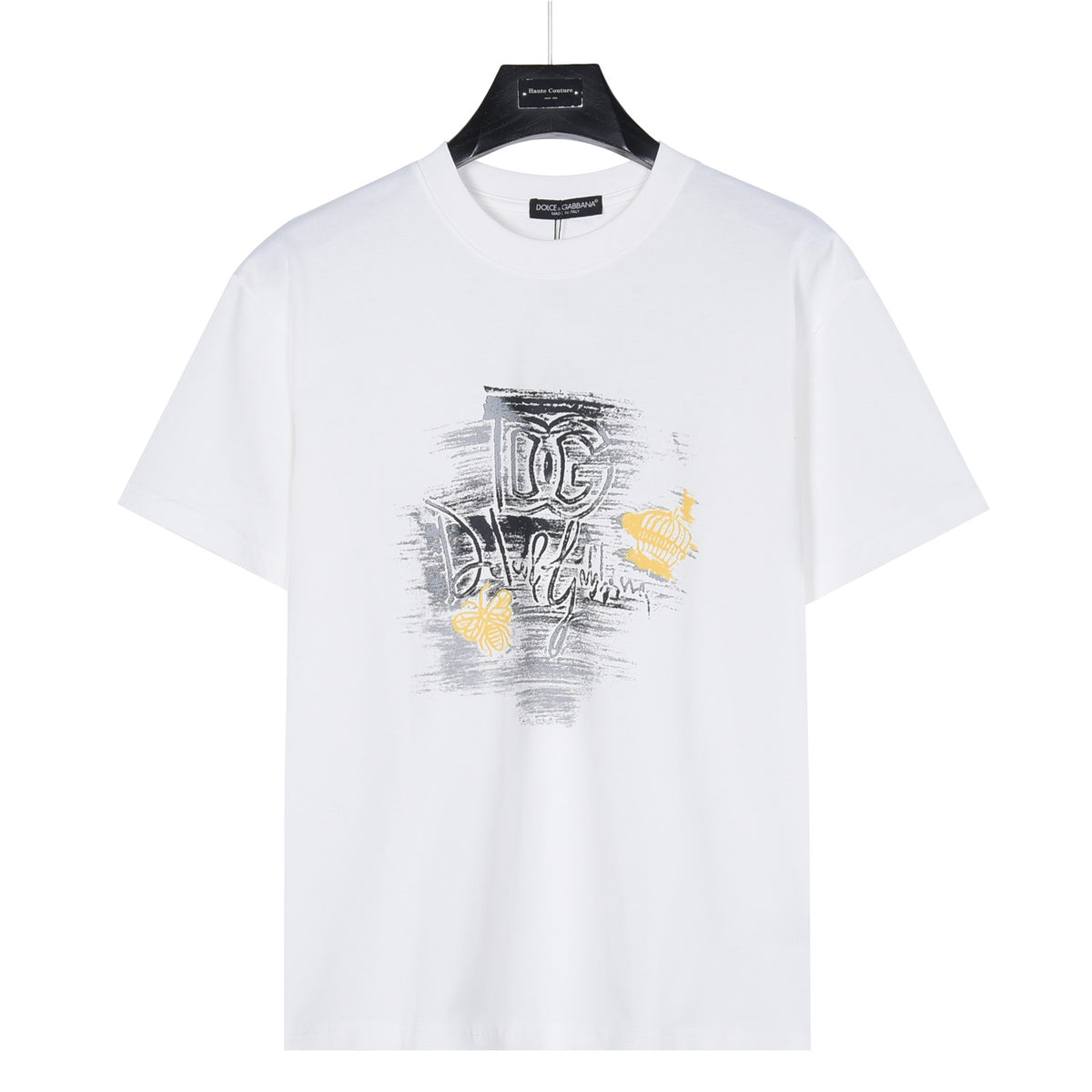 Dolce & Gabbana DG Graffiti Brushstroke Butterfly Crown T-Shirt | white