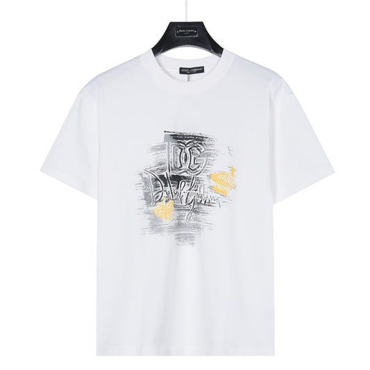 Dolce & Gabbana DG Graffiti Brushstroke Butterfly Crown T-Shirt | white
