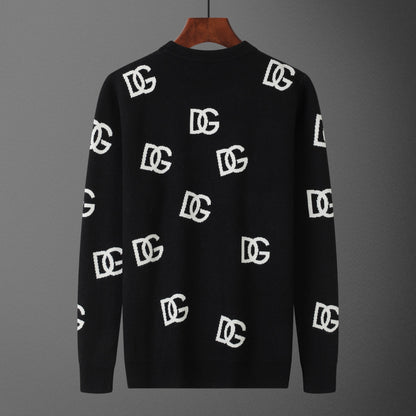 Dolce & Gabbana All-Over DG Logo Jacquard Sweater | Black