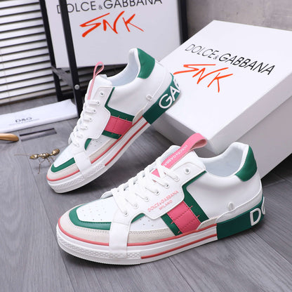 Dolce & Gabbana Custom 2.Zero Low-Top Sneakers – White, Green & Pink
