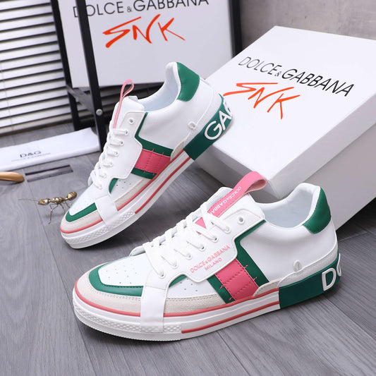 Dolce & Gabbana Custom 2.Zero Low-Top Sneakers – White, Green & Pink