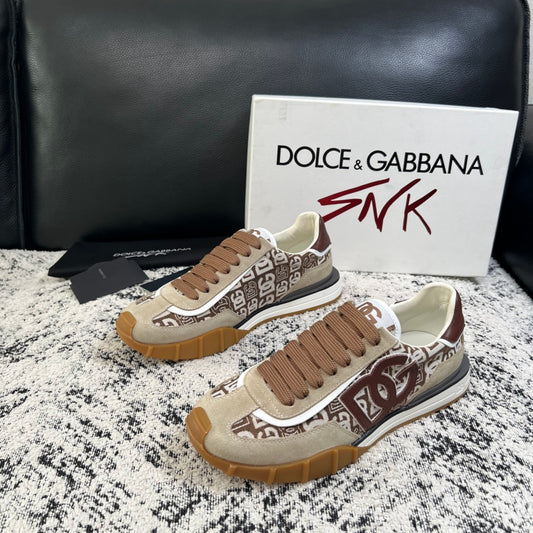 Dolce & Gabbana DG Monogram Low-Top Sneakers – Beige & Brown