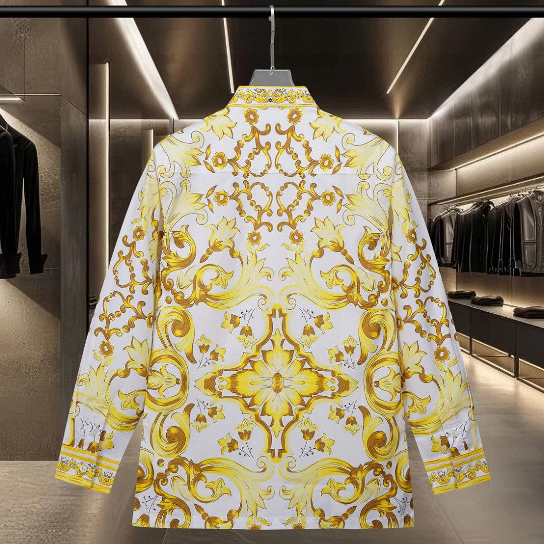 Dolce & Gabbana Long-Sleeve Shirt with Majolica-Inspired Digital Print