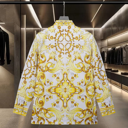 Dolce & Gabbana Long-Sleeve Shirt with Majolica-Inspired Digital Print