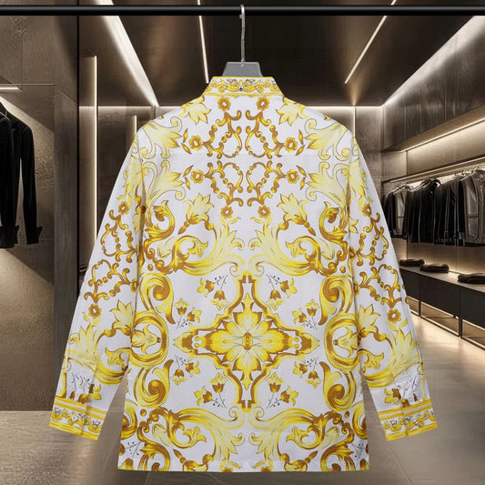 Dolce & Gabbana Long-Sleeve Shirt with Majolica-Inspired Digital Print