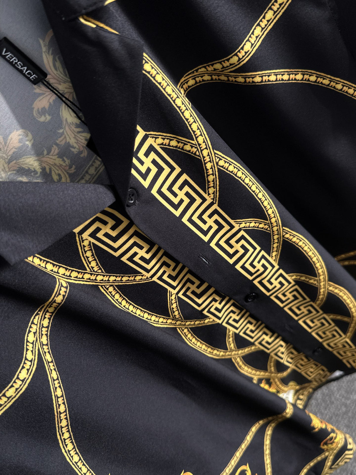 Versace Barocco Gold Print Short-Sleeve Shirt